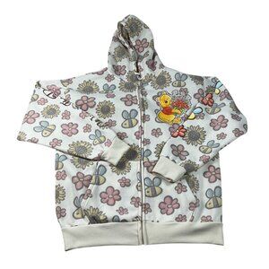 Disney | Women’s Winnie the Pooh Full‑Zip Floral & Bee Print Hoodie | Size L